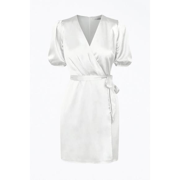 NEW ADELYN RAE glice wrap-effect belted sateen mini dress in white - Picture 1 of 1